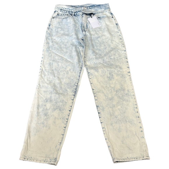 PISTOLA Jeans Womens 27 Blue Acid Wash Straight Leg Fold Over Waist 90s NWT - Picture 1 of 11